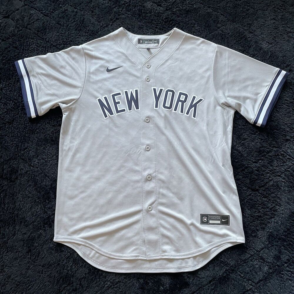 Nike New York Yankees Grey Navy Away Jersey Mens Size Large NWOT